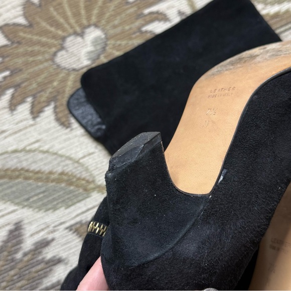 RARE Vintage Anne Klein Boots Couture Zipper Black Suede Over the Knee 7.5 7 1/2 - Picture 9 of 11